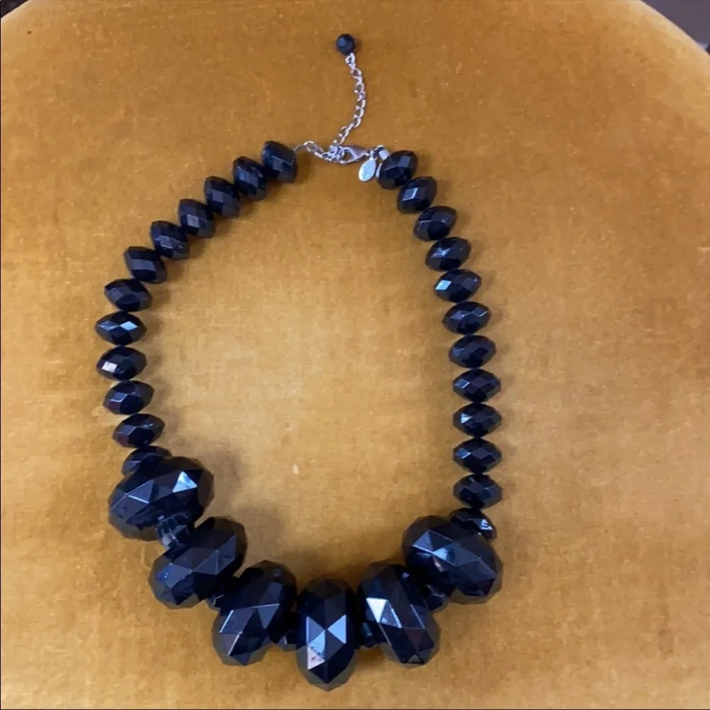 🖤 VTG LYDELL NYC Huge Jet Black Beaded Statement Necklace